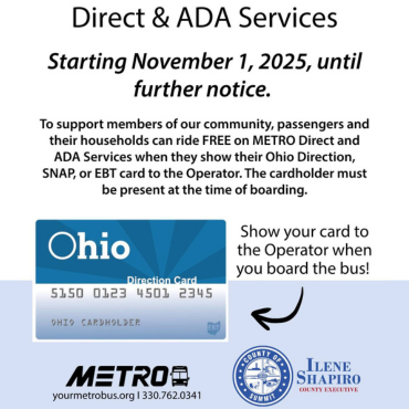 Ohio Direction Card Metro Free Rides 10.31.2025